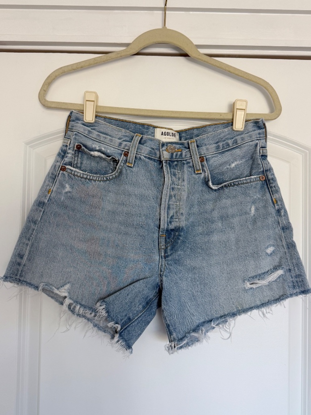 AGOLDE Parker Long Denim Shorts Swapmeet Size 26 - Picture 5 of 11